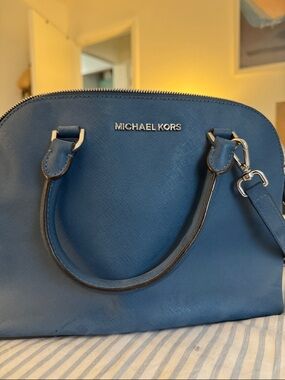 Michael Kors Navy Dome Satchel with Crossbody Strap
